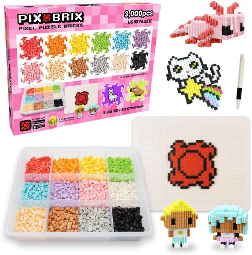Vista 6 de Pix Brix Pixel Puzzle - Ladrillos de construcción, contenedor de 3.000 Oscuro