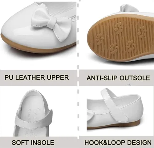 Vista 4 de Cixi Maxu E-Commerce.Co.Ltd Mary Jane Zapatos planos para niñas, zapatos de ballet de princesa, para boda, fiesta de cumpleaños, escuela