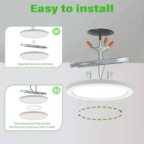Vista 9 de Lámpara de techo de montaje empotrado de 5.4 pulgadas regulable con ETL CERT, luces LED blancas de 5000 K, lámpara de techo redonda ultrafina