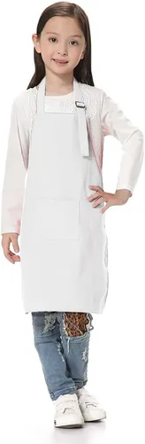 Vista 17 de TopTie Delantales para niños con bolsillo y correa ajustable, delantal para cocinar, hornear, pintar