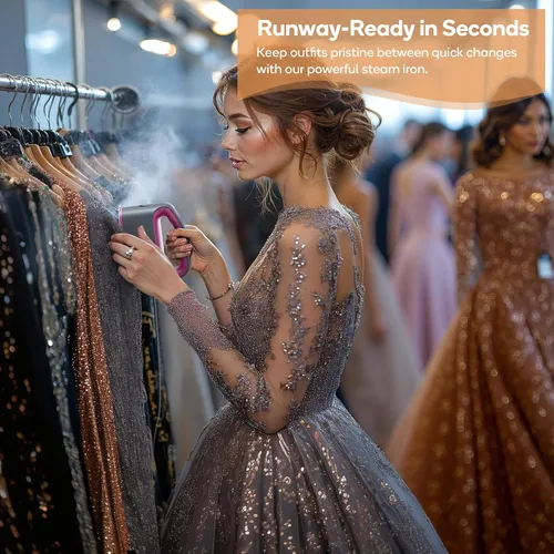 Vista 5 de Newbealer Plancha de vapor inteligente para ropa, mini prensa de calor, 1200 W turboalimentada de grado profesional, 3 modos de vapor y 3 modos