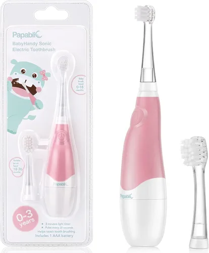 Vista 8 de Papablic BabyHandy Cepillo de Dientes Eléctrico Sónico para Bebés de 2 Etapas para Bebés y Niños Pequeños de 0 a 3 Años