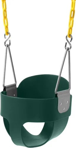 Vista 9 de Take Me Away Juegos de columpios para patio trasero, respaldo alto resistente, asiento de columpio para bebé totalmente ajustable con cadenas