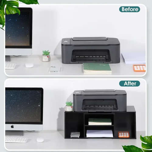 Vista 5 de EMERIT Soporte Grande para Impresora, Mesa de Impresora Ajustable con Almacenamiento, Elevador de Impresora de 2 Niveles Organizador de Papel