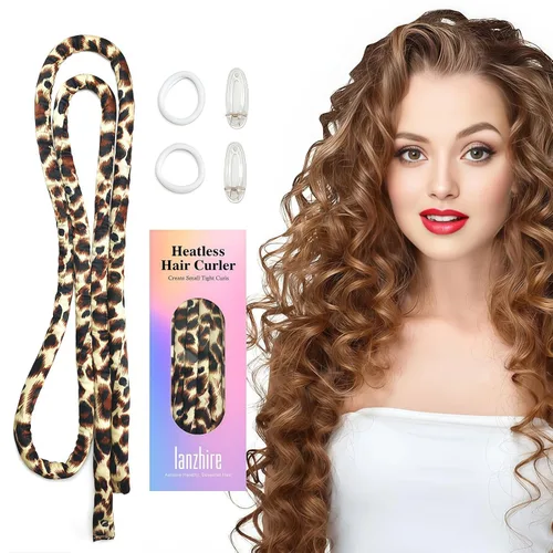 Vista 8 de Lanzhire Cintillo rizador sin calor para cabello largo y corto - Rizadores sin calor delgados para dormir (negro)