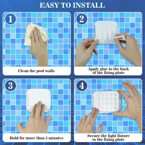 Vista 7 de Creatrek - Luces de piscina recargables con control remoto, 16 luces LED sumergibles con cambio de color, impermeables para piscina enterrada