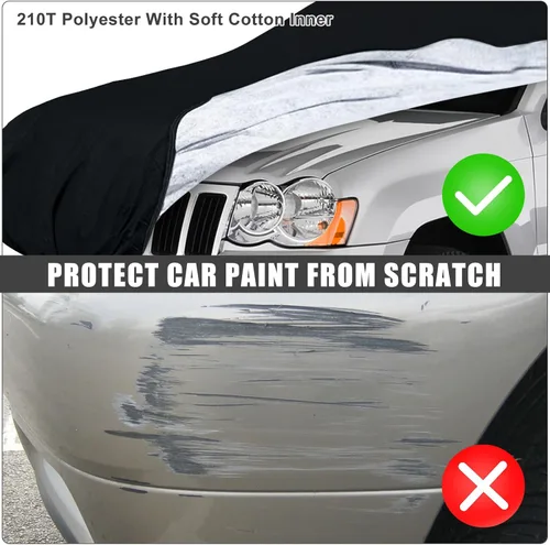 Vista 6 de Funda impermeable para automóvil de repuesto para Jeep Grand Cherokee 1993-2010, 6 capas para todo tipo de clima con puerta con cremallera y bandas