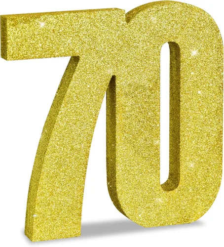 Vista 15 de TONIFUL Centros de mesa de madera número 0 con purpurina dorada de 7.8 pulgadas, decoración de fiesta de cumpleaños, oro brillante digital 0