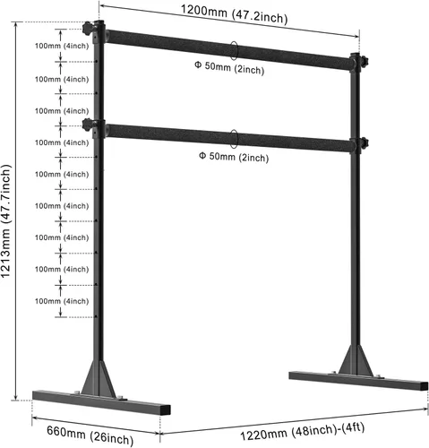 Vista 6 de SELEWARE Barra de ballet independiente de altura ajustable, barra de ballet resistente, barra de baile, soporte movimientos de barra, estiramiento