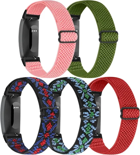 Vista 11 de Enkic Correa elástica para reloj, compatible con Fitbit Inspire 3/2/HR/Ace 2/3, correas de repuesto de nailon suave para mujeres y hombres