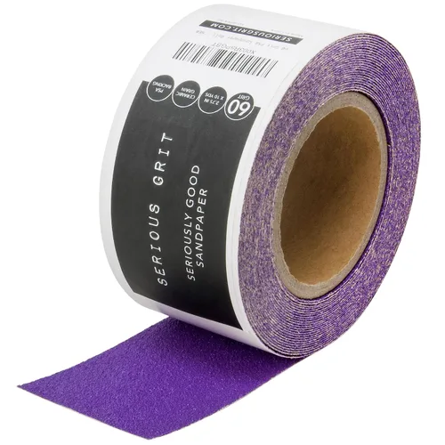 Vista 7 de Serious Grit Rollo de papel de lija PSA de grano de cerámica de grano 40, rollo de lijado adhesivo resistente para tablero largo, papel de lija