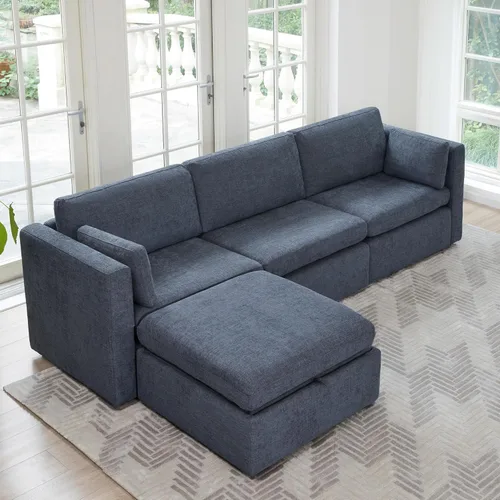 Vista 37 de CHITA Juego de sofá modular Cloud de gran tamaño, sofá modular en forma de U con diván reversible, 112 pulgadas de ancho, sofá modular de 5 Azul