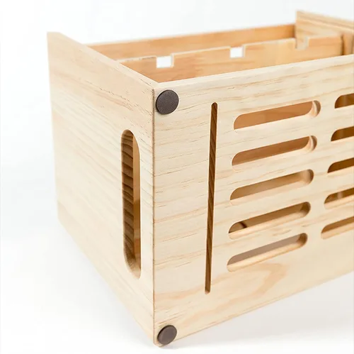 Vista 4 de Cable Organizer Box Wooden Power Cable Box Wireless Router Rack Home Office Power Strip Storage Box Double-Layer Cable Management Box, Hide