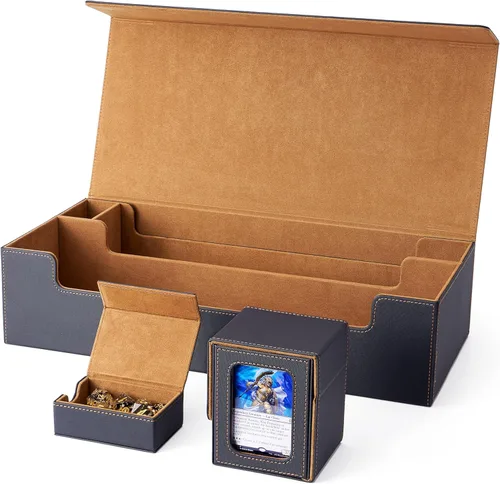 Vista 22 de Venssu MTG - Caja de cubierta para pantalla Commander, caja de cartas para 100 tarjetas de doble funda, TCG con 2 divisores y 1 cargador superior