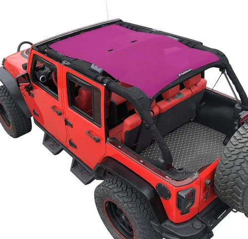 Vista 70 de Shadeidea - Parasol para vehículo Jeep Wrangler JK (2007-2018) de 2 puertas, delantero y trasero, pantalla de malla color negro, cubierta