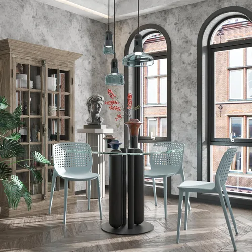 Vista 11 de LESHI Silla de comedor moderna apilable de plástico con respaldo sin brazos para comedor, sala de estar, jardín, patio, balcón, escritorio