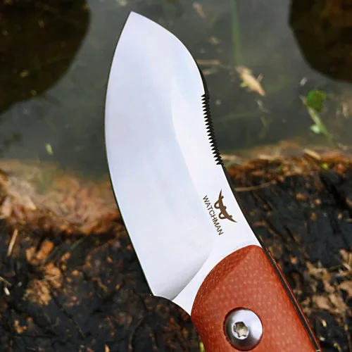 Vista 3 de Watchman WF220 EDC Cuchillo de hoja fija 14C28N Mango de micarta de acero con vainas Kydex para actividades al aire libre Camping (marrón)