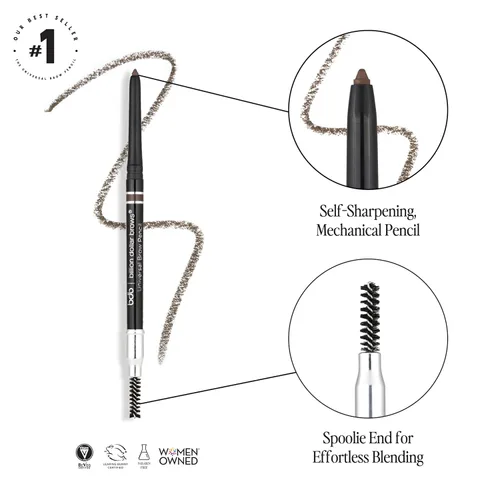 Vista 2 de Billion Dollar Brows Lápiz universal para cejas: diseño de doble punta con punta de precisión y espiral, acabado mate, impermeable, fácil de usar