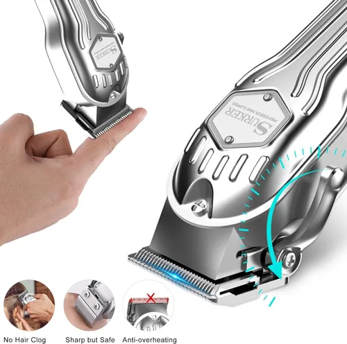Vista 6 de SURKER Cortadora de pelo para hombre, inalámbrico, kit profesional de corte de pelo para hombres, pantalla LED recargable