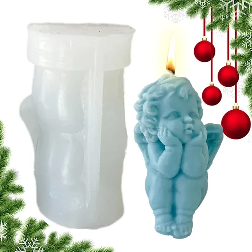 Vista 8 de Molde de vela de ángel de silicona, Molde de forma de ángel lindo, Molde de vela de ángel 3D, Molde para hacer velas, Molde de aromaterapia, Molde
