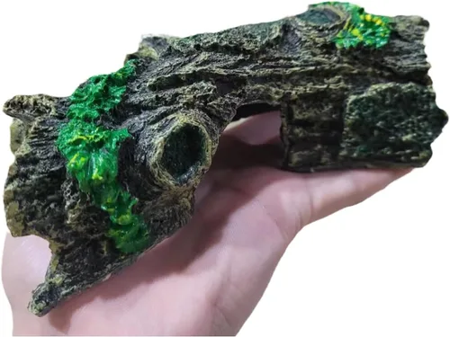 Escondite de reptiles Árbol podrido lagarto leopardo gecko escondite pescado camarón refugio cría terrario tanque paisajismo resina adorno (mediano)