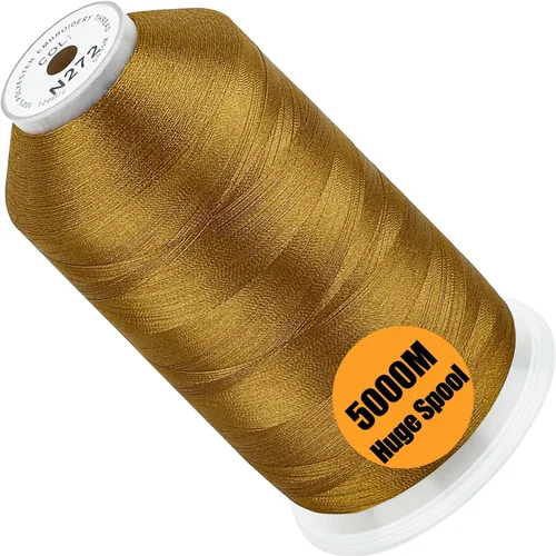 Vista 17 de New brothread - Bobina única de 5000 m de hilo de poliéster para máquina de bordar de 40WT para máquinas comerciales y domésticas - Verde opalino