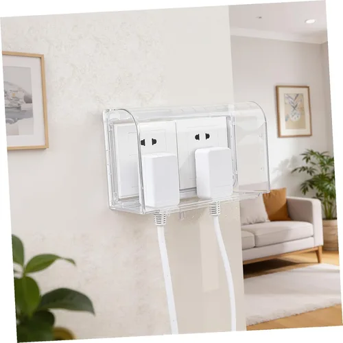 Vista 5 de Cabilock 1 tapa adhesiva de doble posición para baño y sala de estar para enchufes eléctricos, fácil de instalar y quitar, estilo interior aleatorio