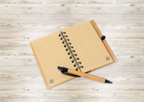 Vista 4 de Bamboo Covered Notebook, Spiral Hardcover, Bamboo Ballpoint Pen, Diary for Students, Sketches, Writing, Lined Page, Arts & Crafts, Note-Taking, 70