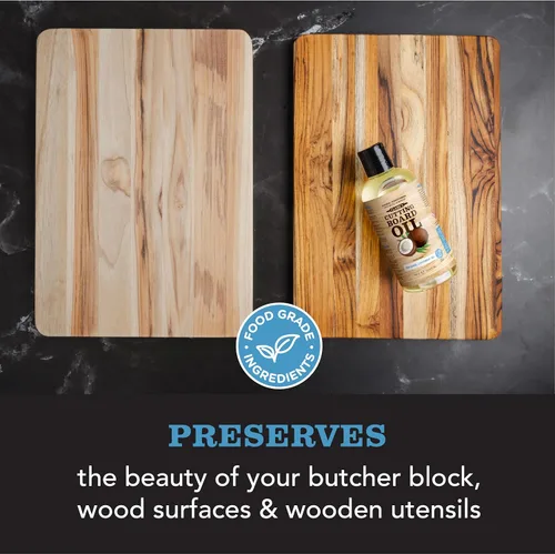 Vista 2 de CLARK'S Kit de acabado de aceite y cera para tabla de cortar de coco, fabricado con aceite de coco refinado, incluye aceite (12 onzas), cera