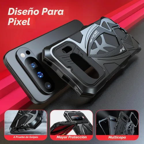 Vista 6 de Lunivop Funda de metal resistente para Google Pixel 10 Pro/Pixel 10, color negro