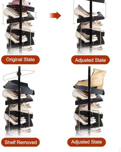 Vista 4 de 360-Degree Rotating Shoe Organizer - Space-Saving Hidden Shoe Cabinet for Entryway, Stylish Shoe Rack for Living Room & Hallway Storage