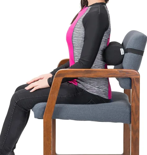 Vista 2 de Rollo lumbar para soporte de espalda, 100% espuma viscoelástica, firmeza optimizada, 11 pulgadas de largo con 4.5 pulgadas de diámetro, funda