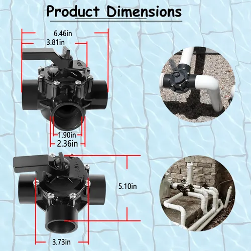 Vista 7 de 4715 Válvula desviadora de 3 puertos de 1.5 a 2 pulgadas, flujo de 170 GPM, adecuada para válvula desviadora de sello positivo de 3 vías Jandy