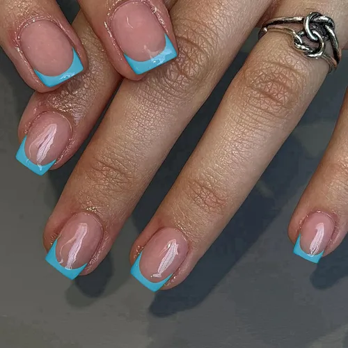 Vista 42 de 30 Uñas Postizas de Punta Francesa Negra a Presión, Uñas de Almendra Cortas para Presionar, Uñas Postizas Cortas en Forma de Almendra, Uñas