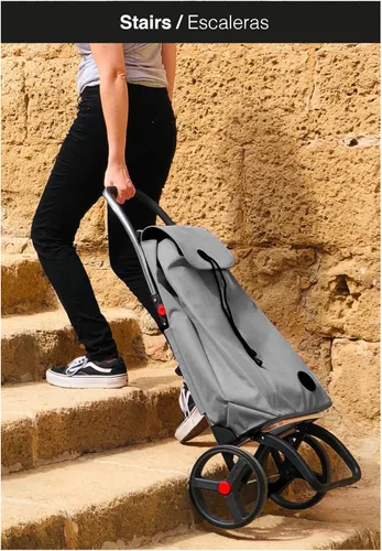 Vista 9 de ROLSER Carrito de compras plegable con ruedas Carrito personal plegable para comestibles Duradero y portátil Coral