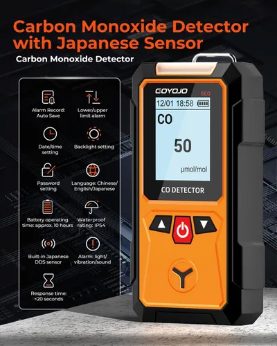 Vista 4 de GOYOJO Detector de monóxido de carbono, detector de CO portátil de alta precisión de 0 a 2000 ppm para hogar seguro, garaje, lugar de trabajo