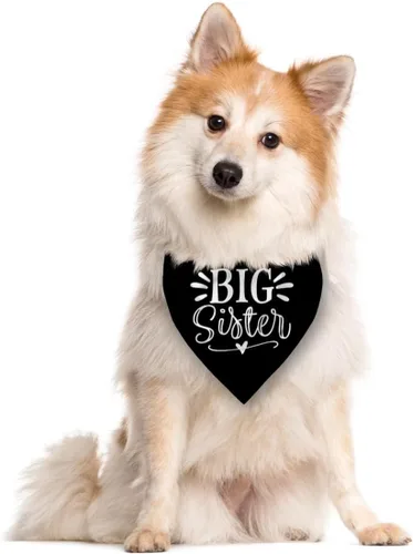 Bandana para hermana mayor para perro, anuncio de embarazo de mascotas, bandana negra para perro, camisa para perros de hermana mayor, bandana para