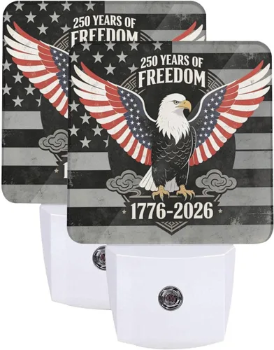 Vista 8 de 4th of July Patriotic Night Light Set of 2, USA Auto Sensor LED Dusk-to-Dawn Nightlights, Plug-in Sensor Lamp for Bedroom Bathroom Kitchen Hallway