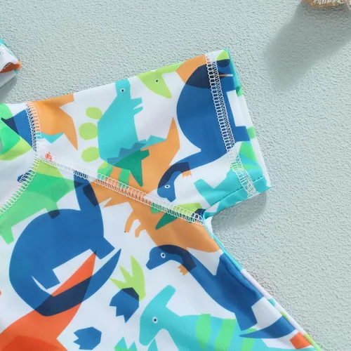 Vista 4 de Traje de baño de una pieza para bebé recién nacido, con cremallera, de manga corta, con cremallera, protección solar