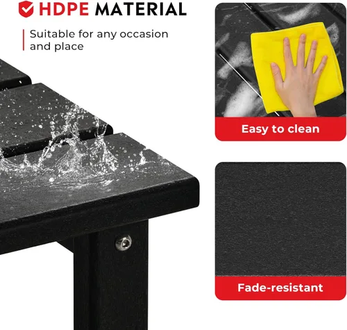 Vista 5 de Costaelm Mesas Laterales Cuadradas para Exteriores, Mesas de Patio Adirondack para Exteriores, Mesa Lateral de Patio de HDPE Resistente a