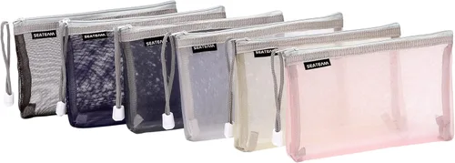 Vista 11 de Sea Team Bolsa de aseo portátil multicolor multicolor de malla de nylon bolsa de maquillaje cosmético con cremallera, Colorido-D