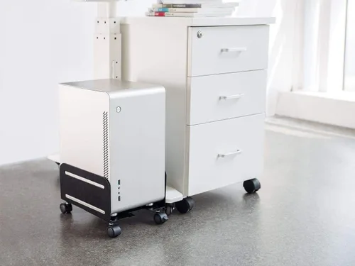 Vista 5 de Monoprice Soporte móvil de torre de PC de acero para computadora - Construcción de acero, recubrimiento en polvo negro - Colección Workstream, acero