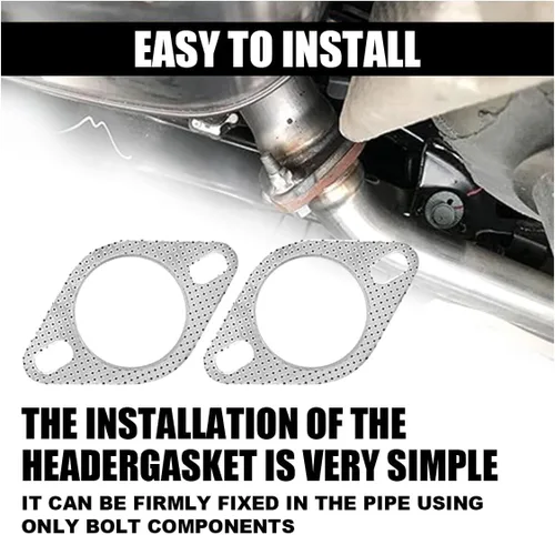 Vista 6 de 2 juntas de escape de automóvil, ultra sello de 2 pernos de 2.5 pulgadas, junta de escape estándar, junta de escape reforzada para alta temperatura