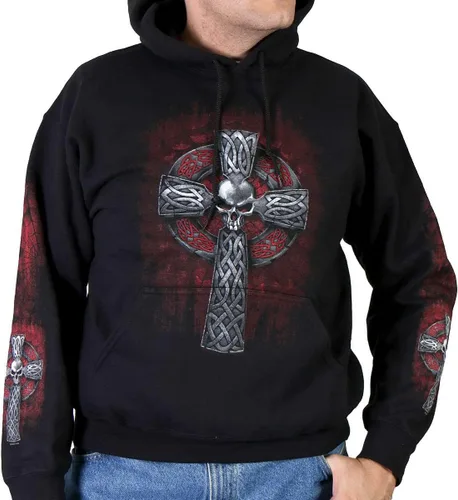 Vista 3 de Hot Leathers sudadera con bolsillo con diseño de cruz celta
