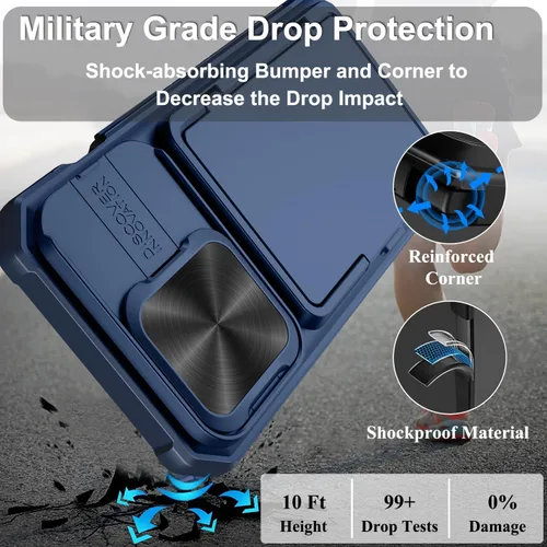 Vista 5 de Funda tipo cartera para iPhone 15 Pro con tarjetero (4-5 tarjetas) y funda para cámara deslizante y soporte, protección contra caídas de grado