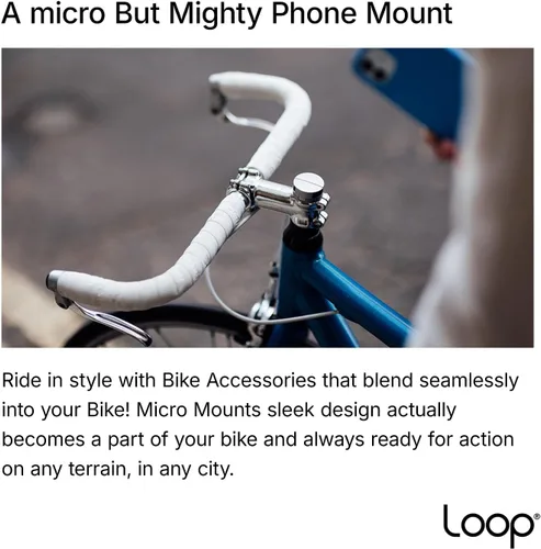 Vista 2 de Loop Micro Mount - Soporte de teléfono de bicicleta súper compacto para iPhone y Samsung - Soporte de tapa de vástago de metal, fácil instalación