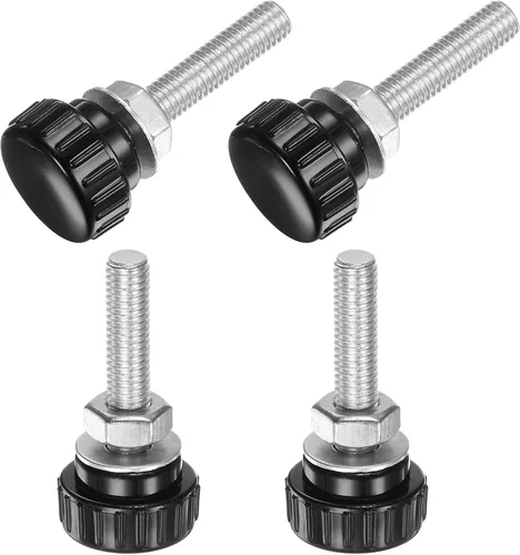 Vista 81 de Uxcell - 4 juegos de pomos moleteados con tornillos de pulgar, tuercas y arandelas, rosca macho métrica M3 x 30 mm, 14 mm de plástico, cabeza de 304