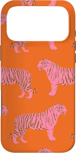 Vista 21 de Pink Orange Tiger Pattern Trendy Boho Aesthetic Big Cats Case for iPhone 17