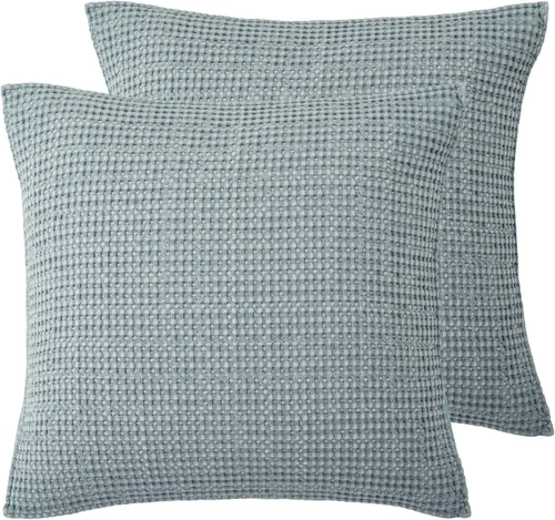 Vista 6 de Levtex Home - Mills Waffle - Juego de fundas de almohada Euro (Set de dos) - Spa - Tamaño de funda (66x66 cm), sin inserto