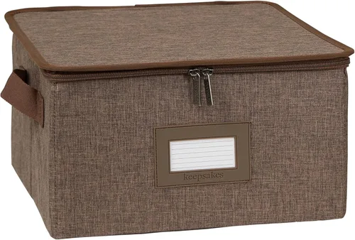 Vista 56 de Covermates Keepsakes - Caja de almacenamiento de platos, apilable, asas reforzadas, almacenamiento de porcelana, beige jaspeado